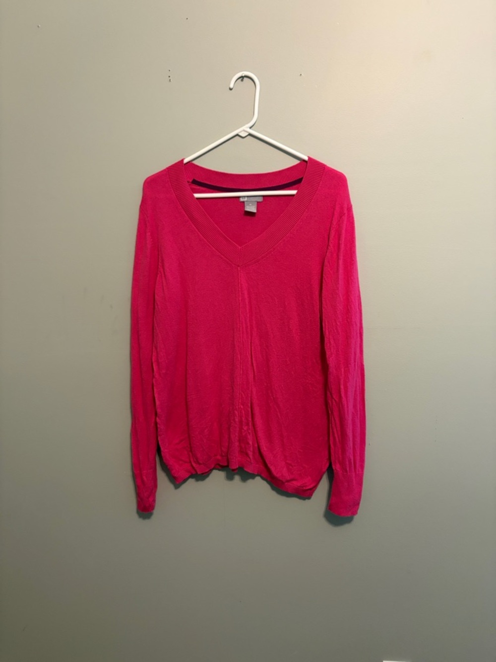 jcpenney Women's V-Neck Long Sleeve Sweater - Bright Pink